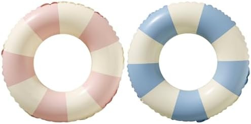 Swimming Pool Floats for Kids Ages 5-10, Inflatable Tubes With Simple Stripes, Cute Swim Rings, F... | Amazon (US)