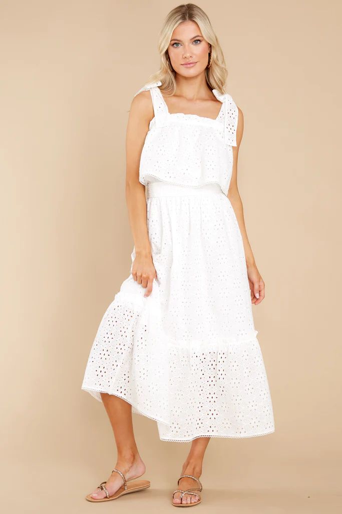 Cloudless Sky White Midi Dress | Red Dress 