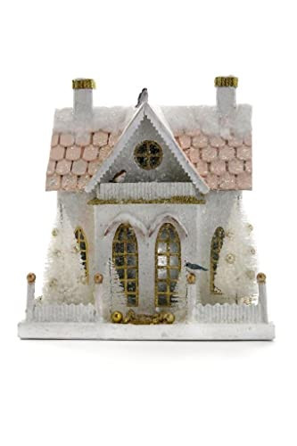 Cody Foster and Co Wintery White and Pastel Pink Christmas Village Cottage House, Multicolor | Amazon (US)