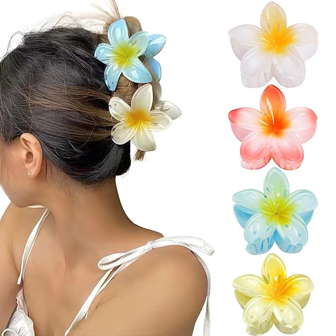 Flower Hair Claw Clips-4PCS Large Claw Clips for Thick Hair,Strong Hold Nonslip Hair Clips for Wo... | Amazon (US)