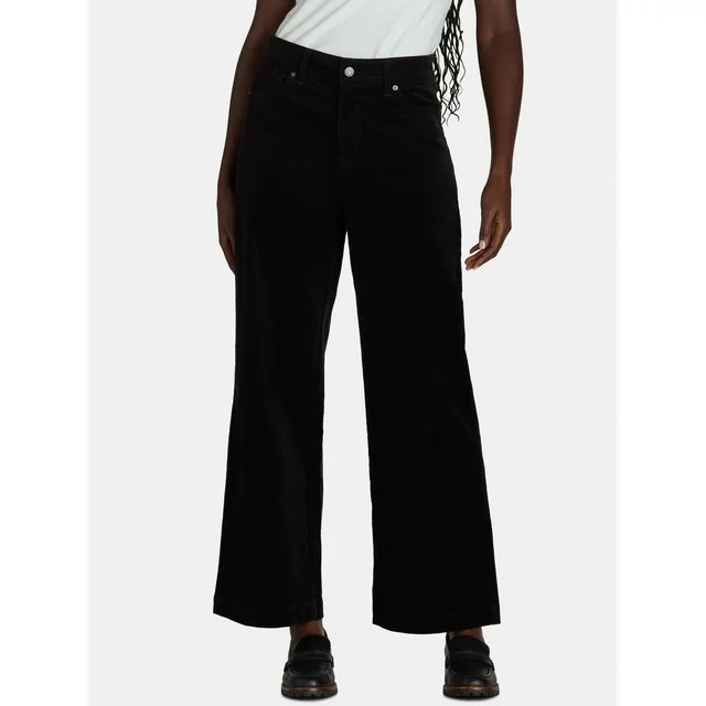 Time and Tru Women’s High Rise Corduroy Wide Leg Pants, Available in 28" and 30" Inseams, Sizes... | Walmart (US)