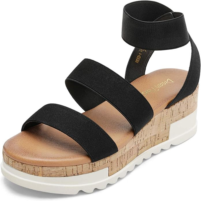 DREAM PAIRS Women's Open Toe Ankle Strap Casual Flatform Platform Wedges Sandals | Amazon (US)