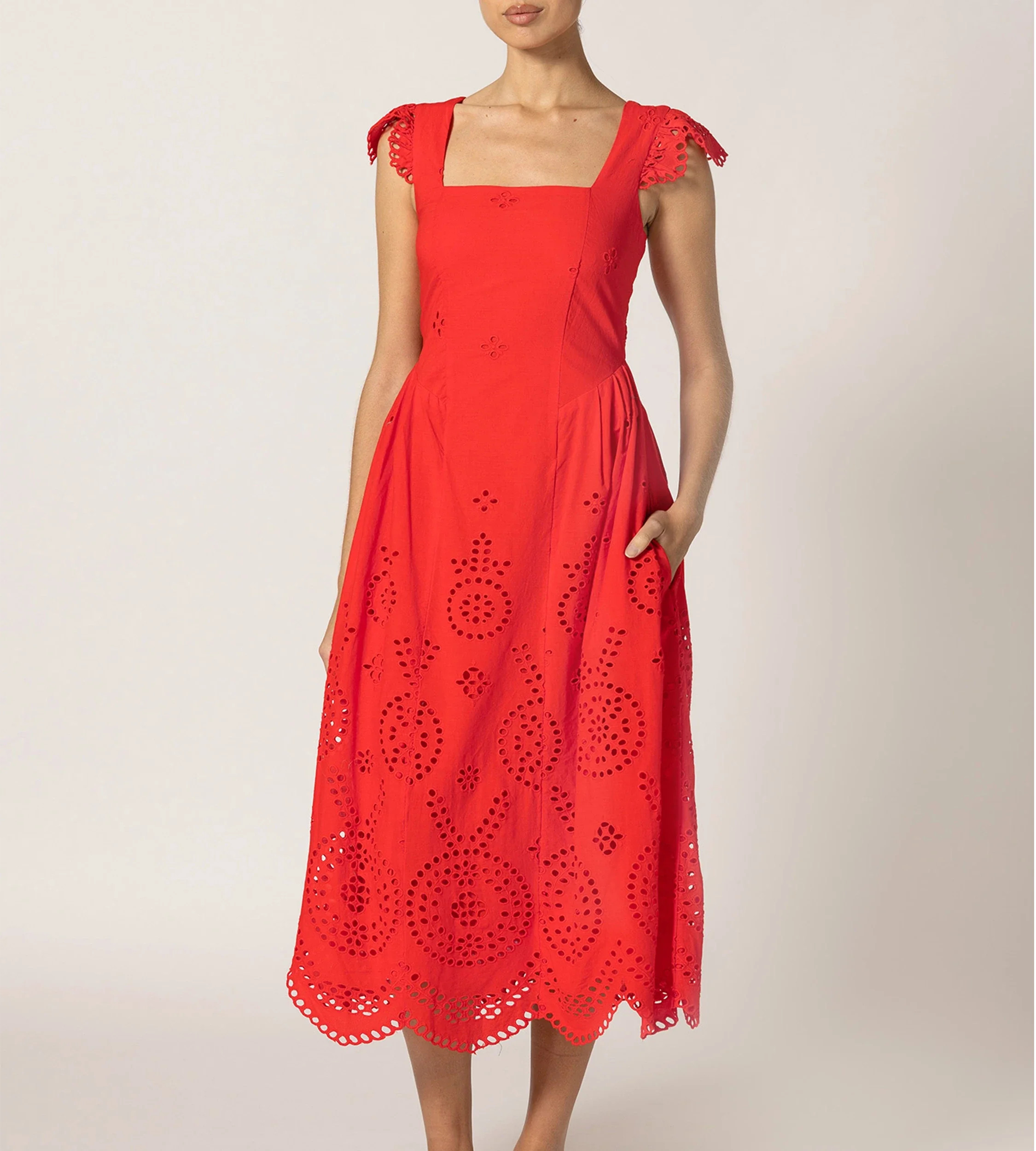 Kiki Midi Dress | Poppy Red | Cleobella