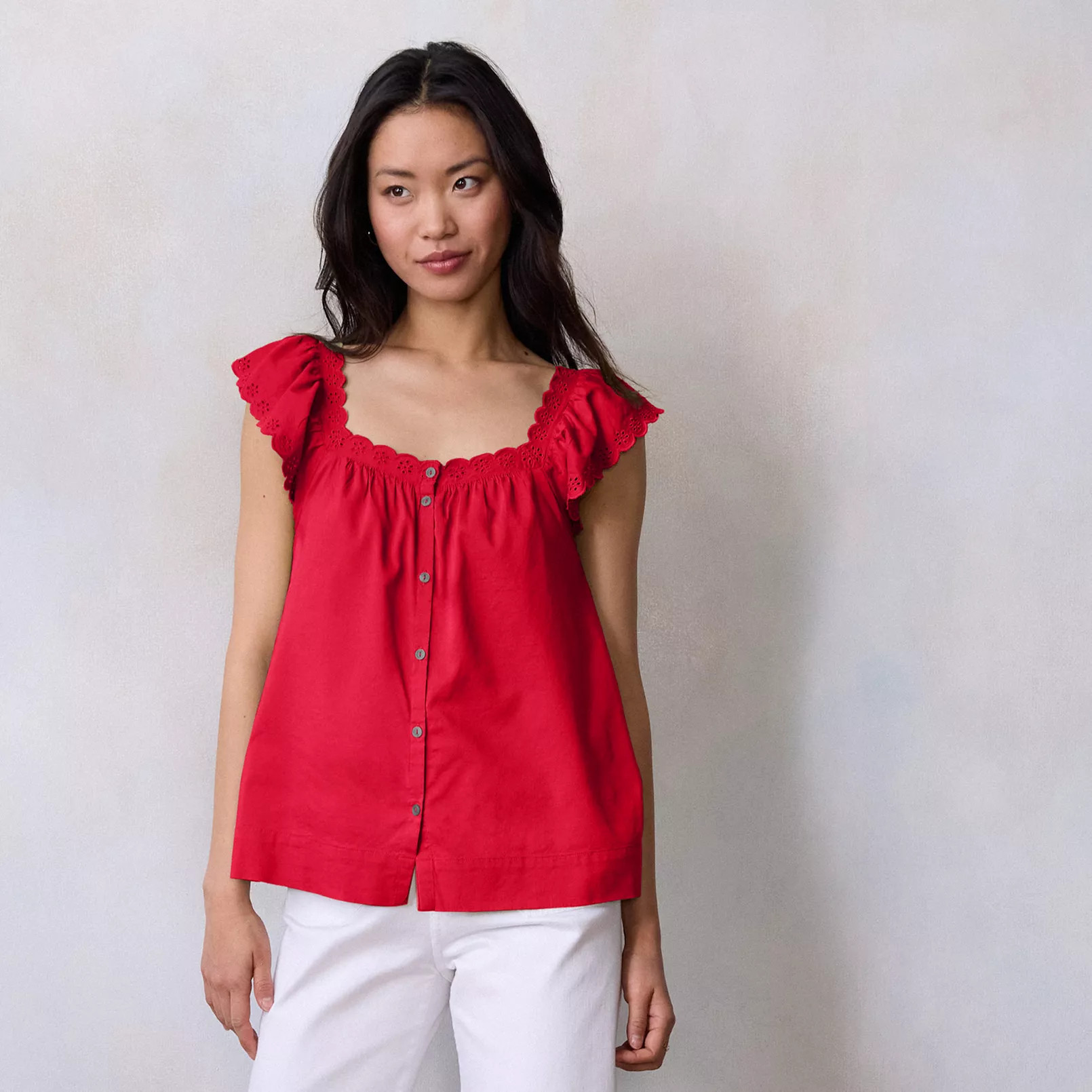Women's LC Lauren Conrad Ruffle Front Pintuck Tank Top | Kohl's