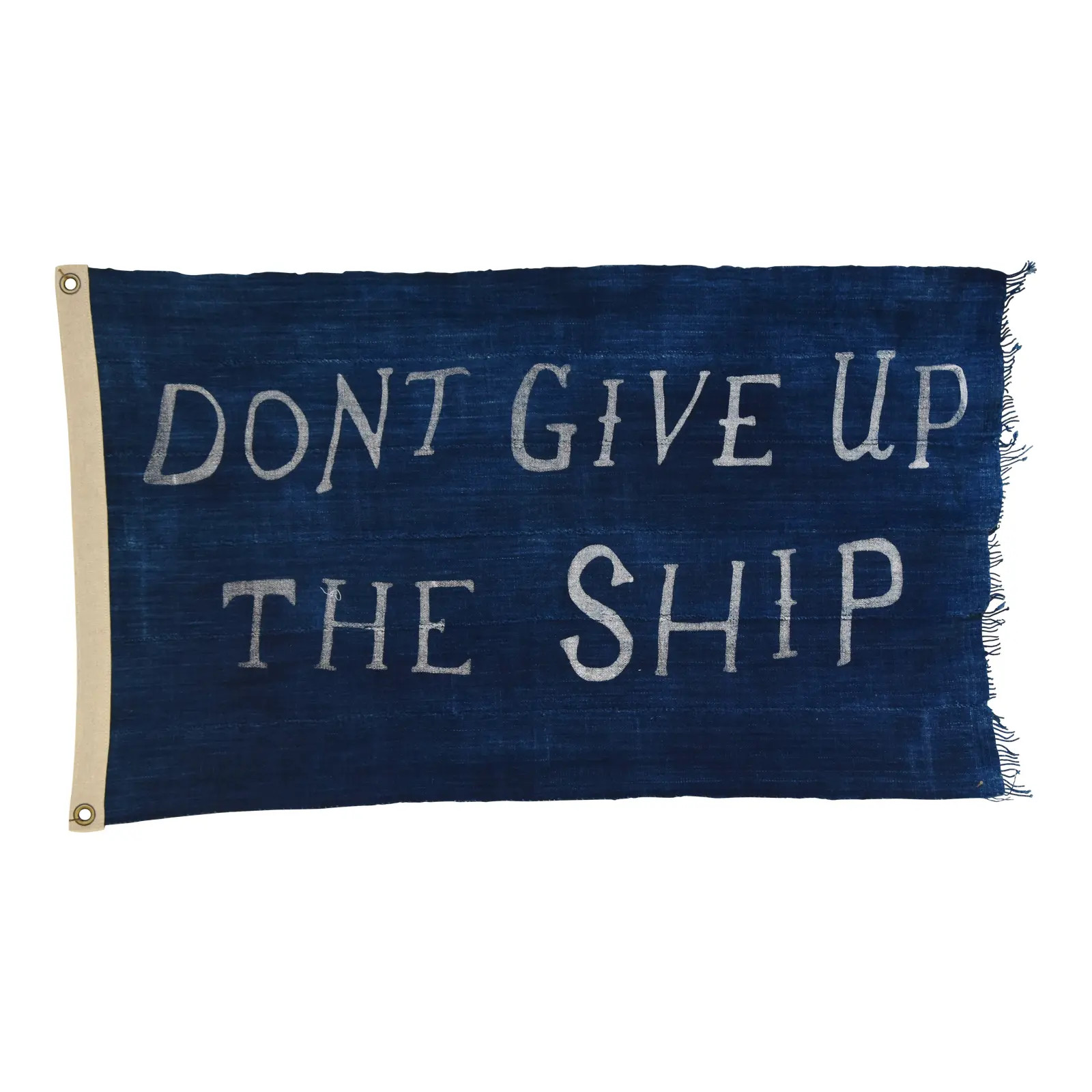 Boho Chic Nautical Themed Indigo Blue/White African Textile Flag 35" X 21" | Chairish