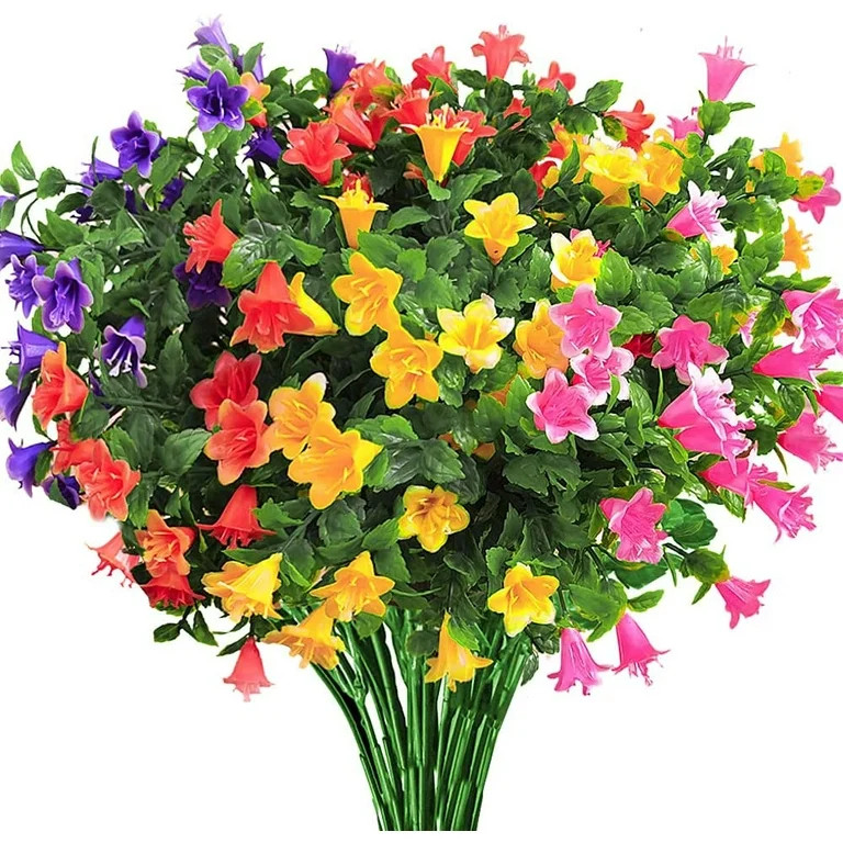 KIRIFLY Artificial Flowers Plastic Multicolor UV Resistant 6 Bundles Bouquet | Walmart (US)