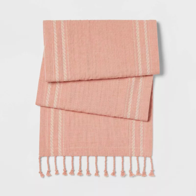 72" x 14" Cotton Border Striped Table Runner Orange - Threshold™ | Target