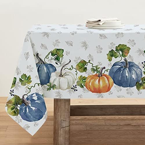 Fall Thanksgiving Tablecloth,Autumn Blue Pumpkins Rectangle Table Cloth 60x102 Inch,Maple Leaf Fall  | Amazon (US)