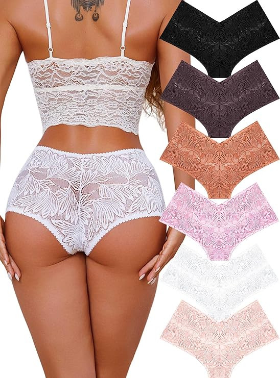 Sexy Underwear for Women Petal-soft Lace V-waisted Boy Shorts Cute Cheeky Ladies Panties Fashion ... | Amazon (US)