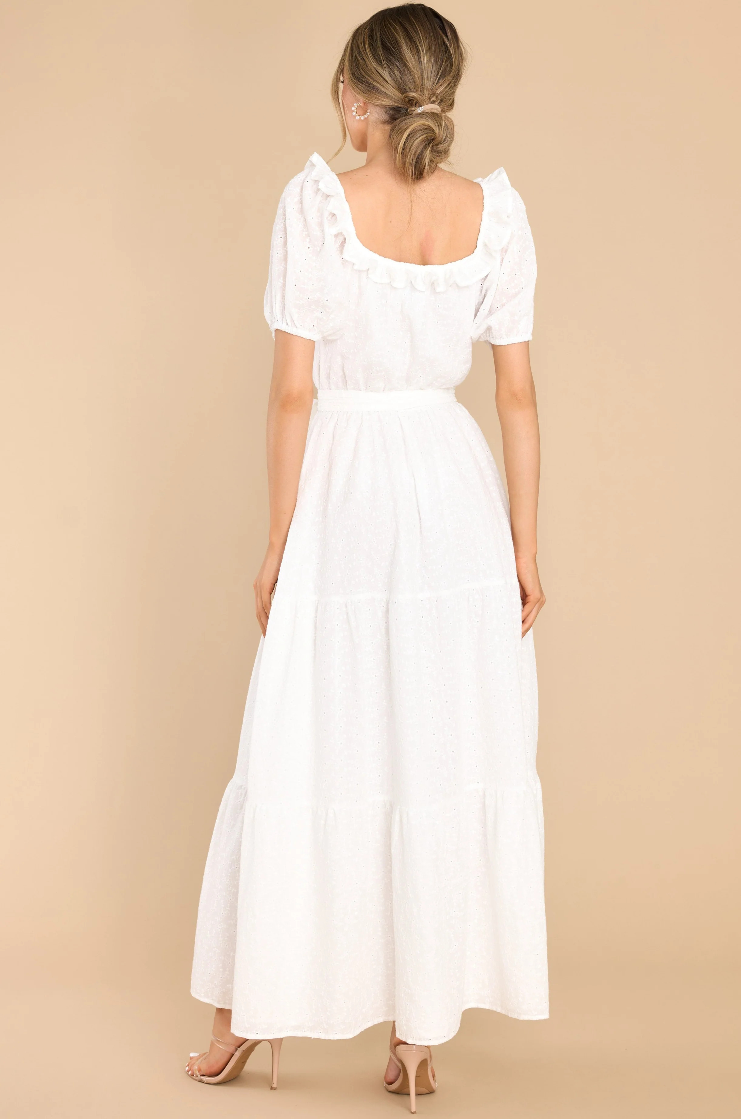 Don't Be Dramatic White Eyelet Maxi Dress | Red Dress 