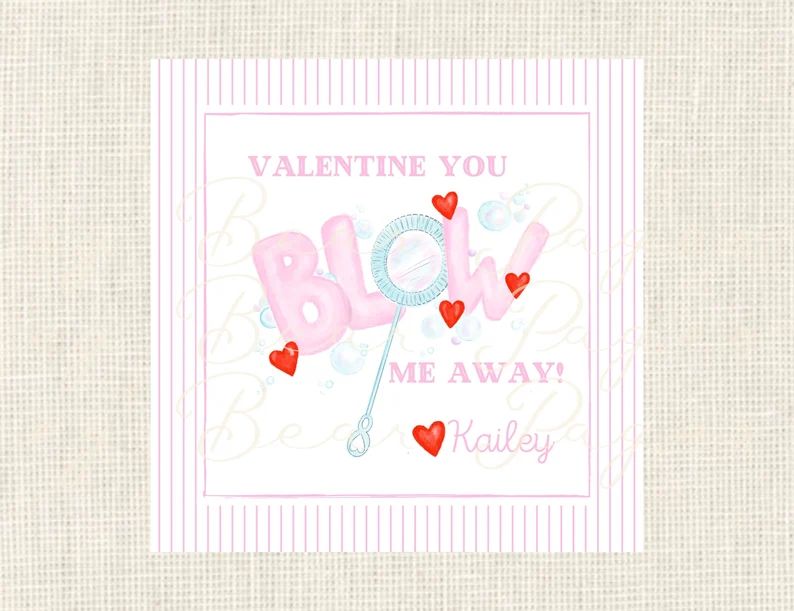 Valentine Class Tags or Stickers, bubbles, Watercolor, Printed / Set of 25 | Etsy (US)
