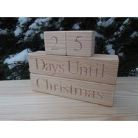 Christmas Countdown Blocks, Advent Calendar, New Year Home Decor, Rustic, Personalized Wood Signs, G | Etsy (US)
