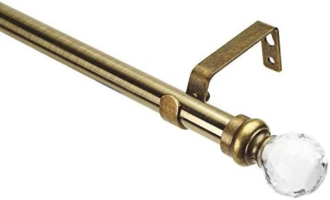 Home Details Crystal Ball 86-120" in Antique Brass Curtain Rod | Amazon (US)