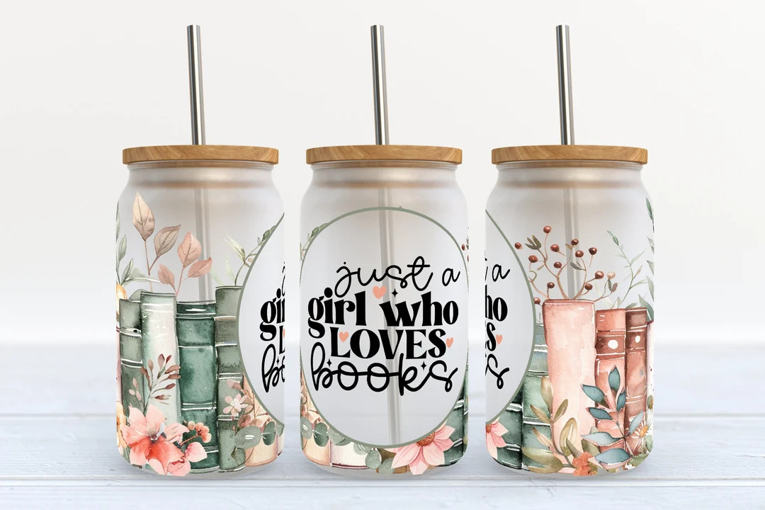 Just a Girl Who Loves Books Frosted Beer Glass With Bamboo Lid / Reader Gift / Book Lover Beer Gl... | Etsy (US)