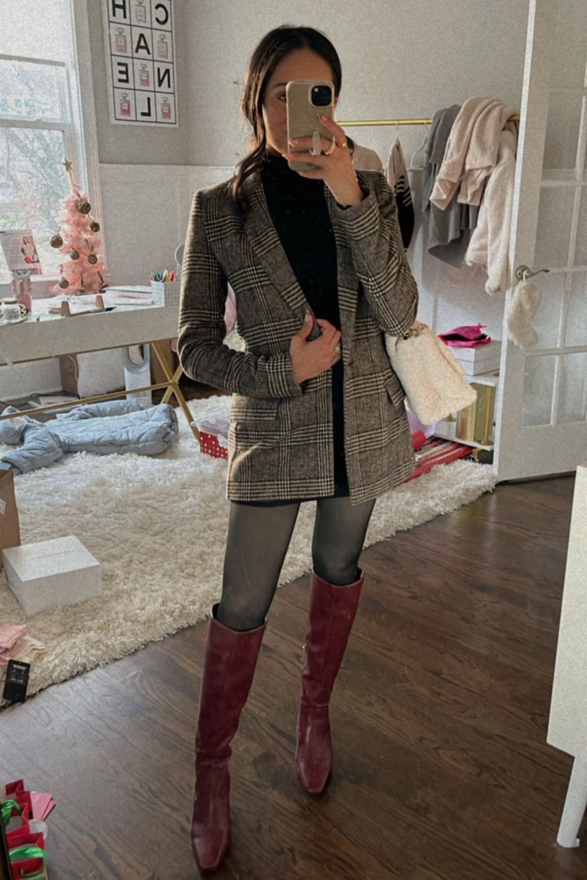 Plaid blazer
Fleece tights
Burgundy boots
Outfit ideas 


#LTKFindsUnder50 #LTKSaleAlert #LTKStyleTip