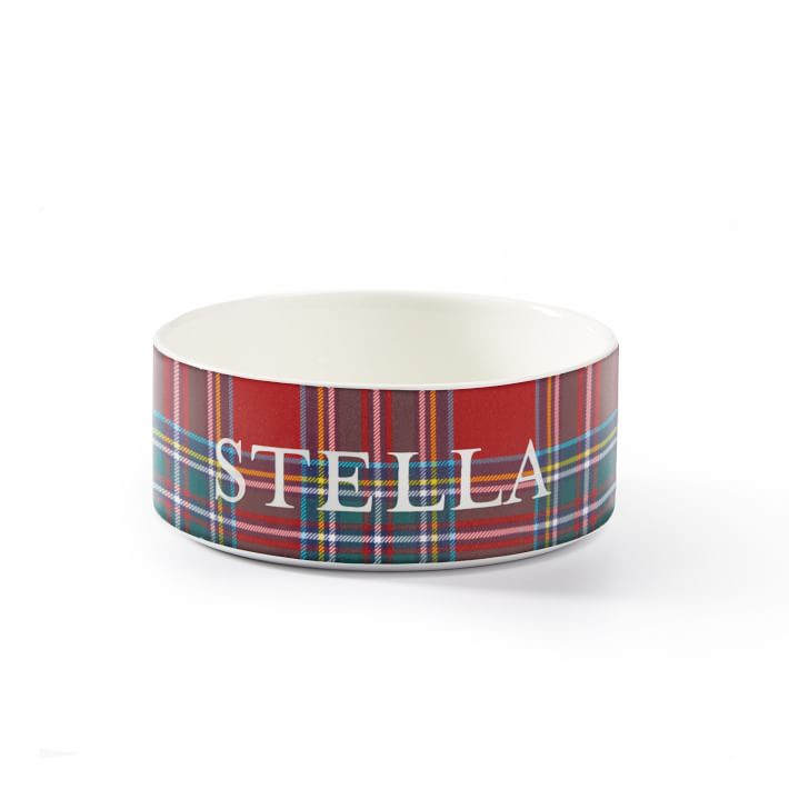Plaid Ceramic Dog Bowl | Mark and Graham