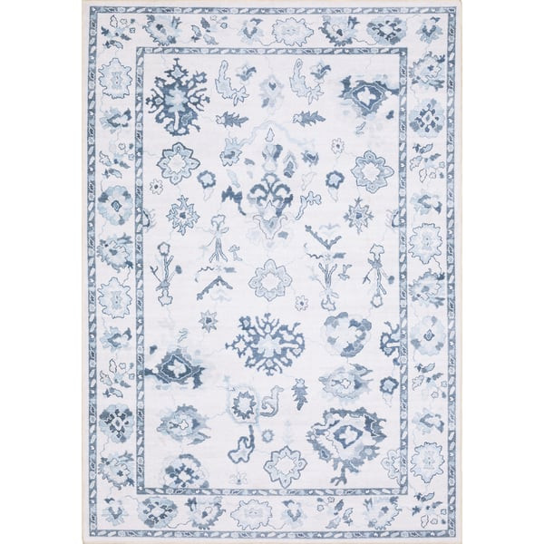 Addison ADD02 Ivory/Blue Printed Area Rug | Rugs Direct