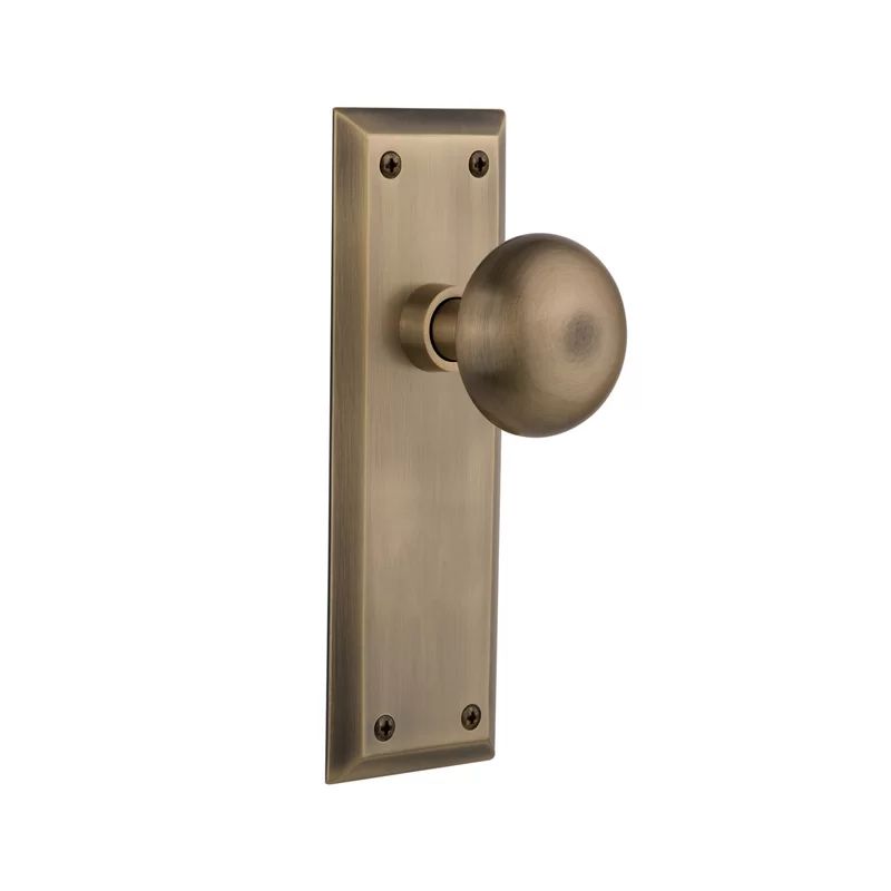 New York Privacy Door Knob with New York Long Plate | Wayfair Professional