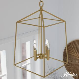 HunterFair Oaks 60-Watt 4-Light Luxe Gold Lantern Pendant Light, No Bulbs Included(3)Questions & ... | The Home Depot