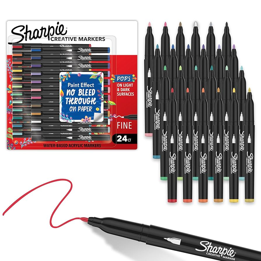 Sharpie Creative Markers Variety Pack, Water-Based Acrylic Paint Markers, Fine Tip, Assorted, 24 ... | Amazon (US)