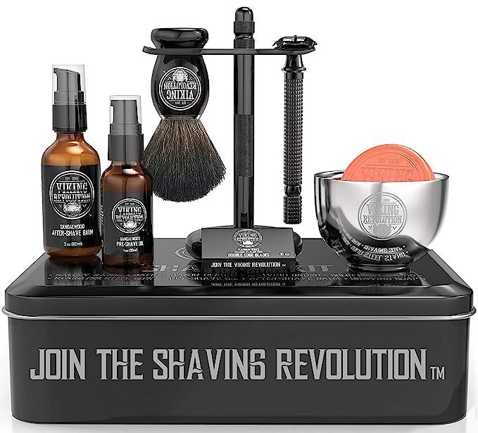 Luxury Safety Razor Shaving Kit - Includes Double Edge Safety Razor, Stand, Bowl, After-Shave Bal... | Amazon (US)