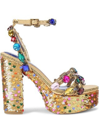 Kensington Sequin Embellished Jewel Ornamented Platform Dress Sandals | Dillard's