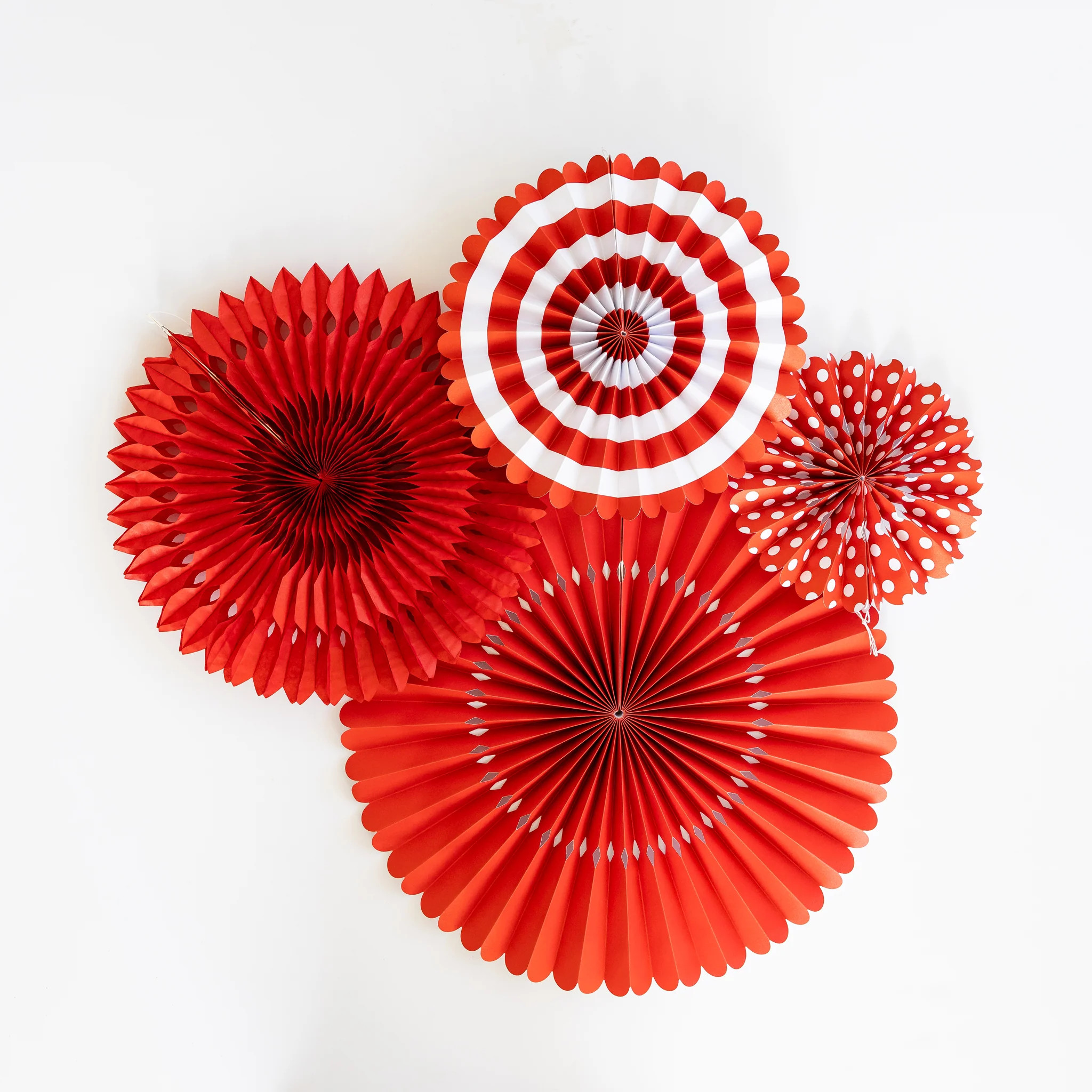 Red and White Party Fan Set | My Mind's Eye
