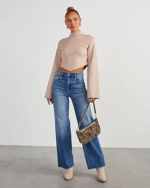 Renzo Mock Neck Sweater - Taupe | VICI