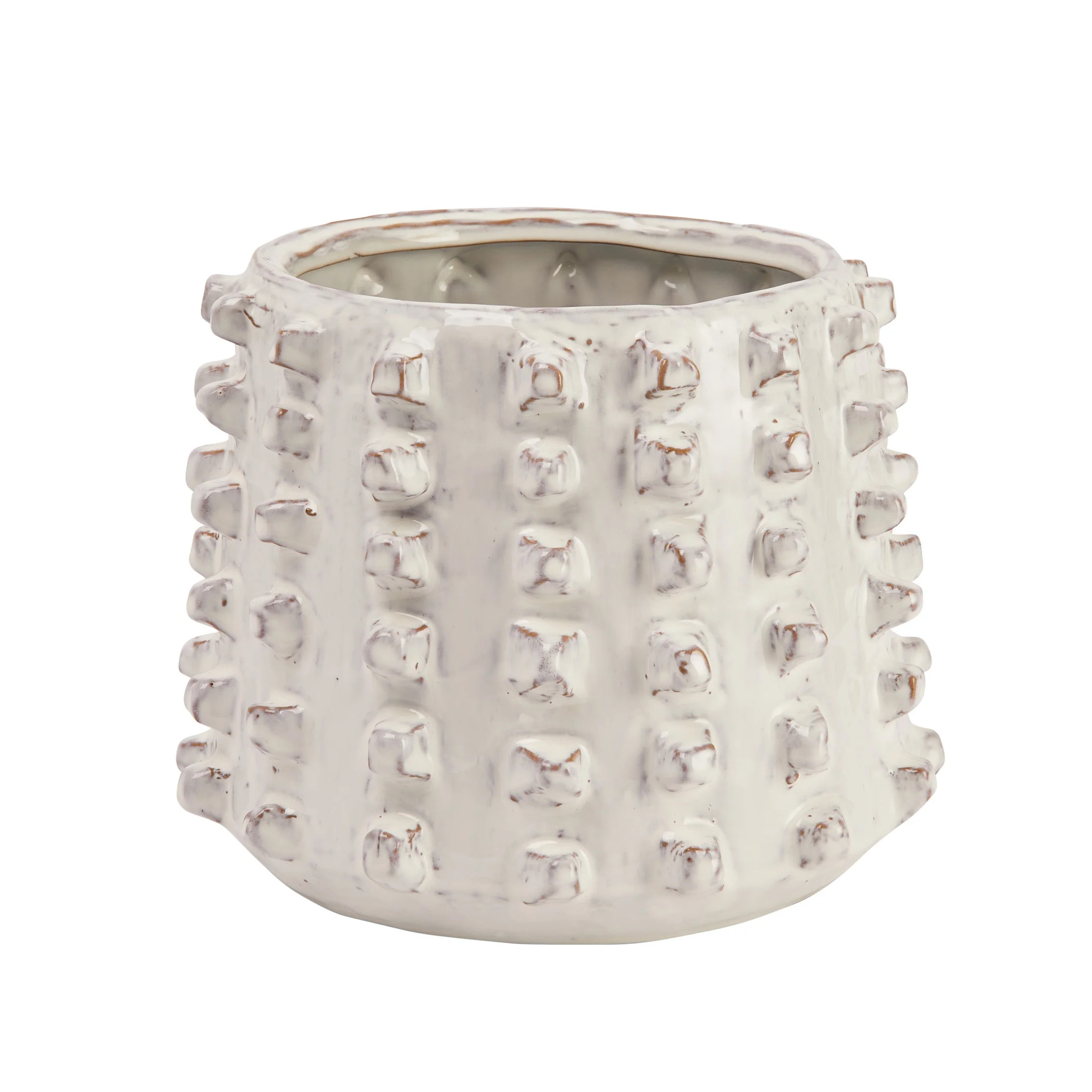 Creative Co-Op Stoneware Sculptural Planter with Raised Dots, Ivory | Walmart (US)