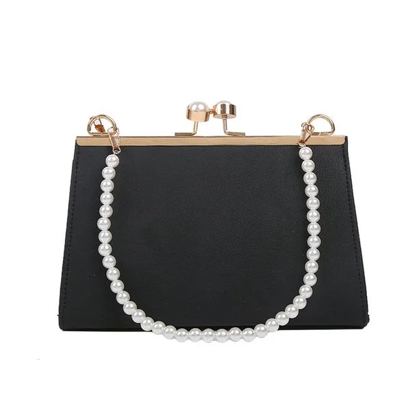 Jocestyle Elegant Clip Women Shoulder Bags PU Female Pearl Handbags Clutch (Black) - Walmart.com | Walmart (US)