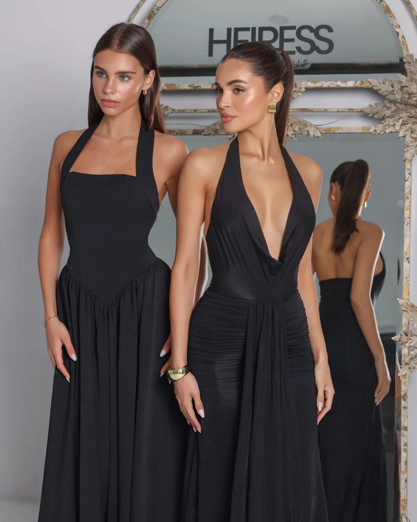 Black jersey cinched maxi dress | Heiress Beverly Hills