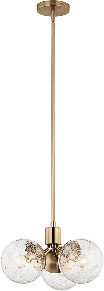 KICHLER Silvarious 3-Light Convertible Pendant, Soft Modern Light with Clear Crackled Glass in Po... | Amazon (US)