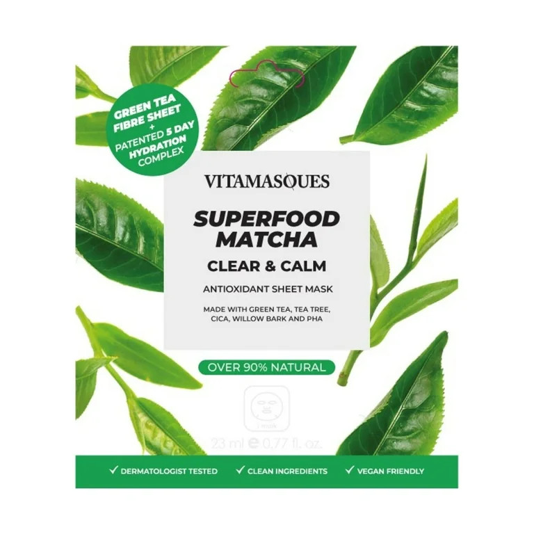 Vitamasques Superfood Matcha Sheet Mask, Clearing & Calming, For All Skin Types, One Sheet Mask | Walmart (US)