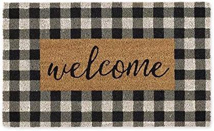 DII Natural Coir Doormat Collection Decorative Checkered Mat with PVC Backing, 17x29, Welcome | Amazon (US)