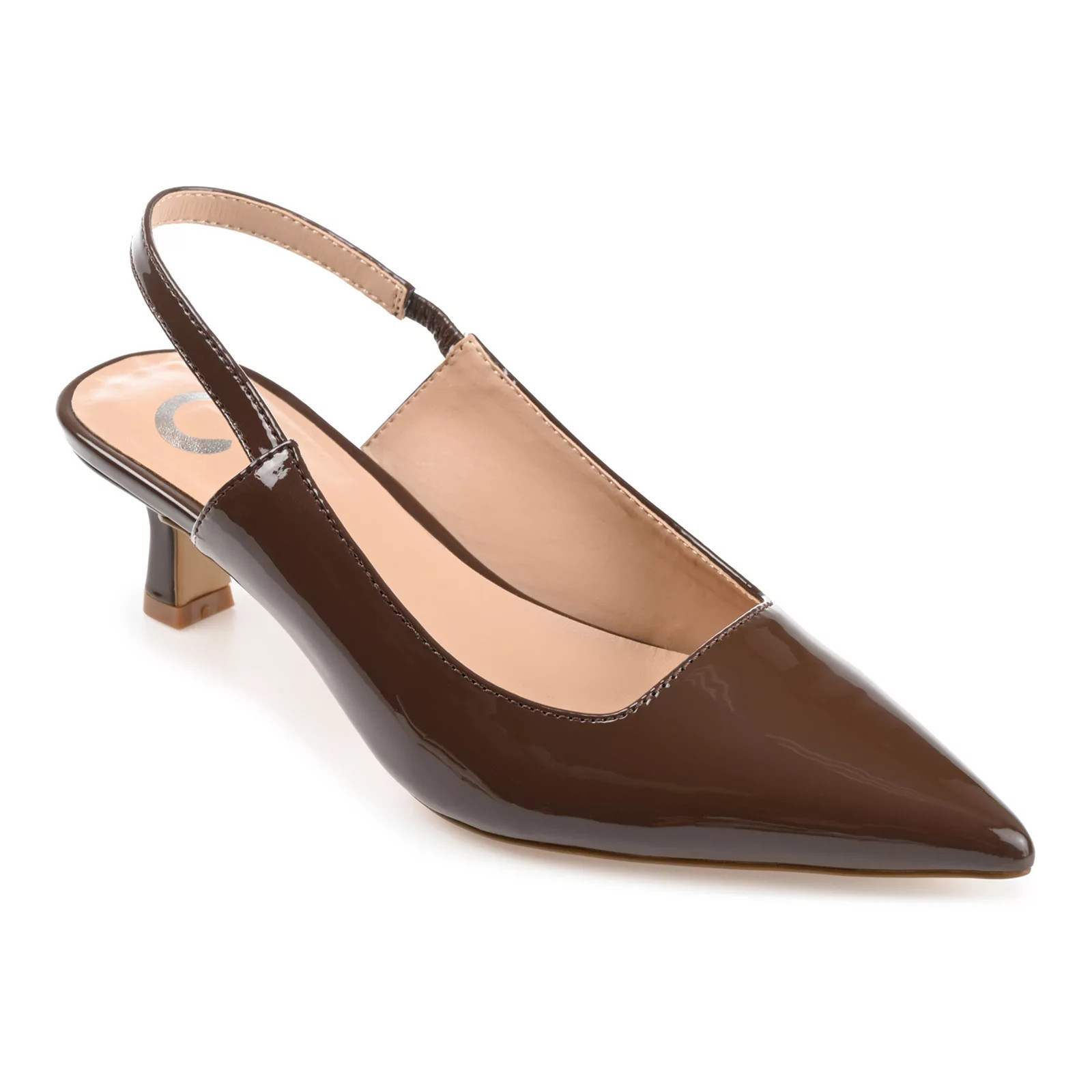 Journee Paulina Women's Slingback Heels, Size: 12, Patent Brown | Kohl's