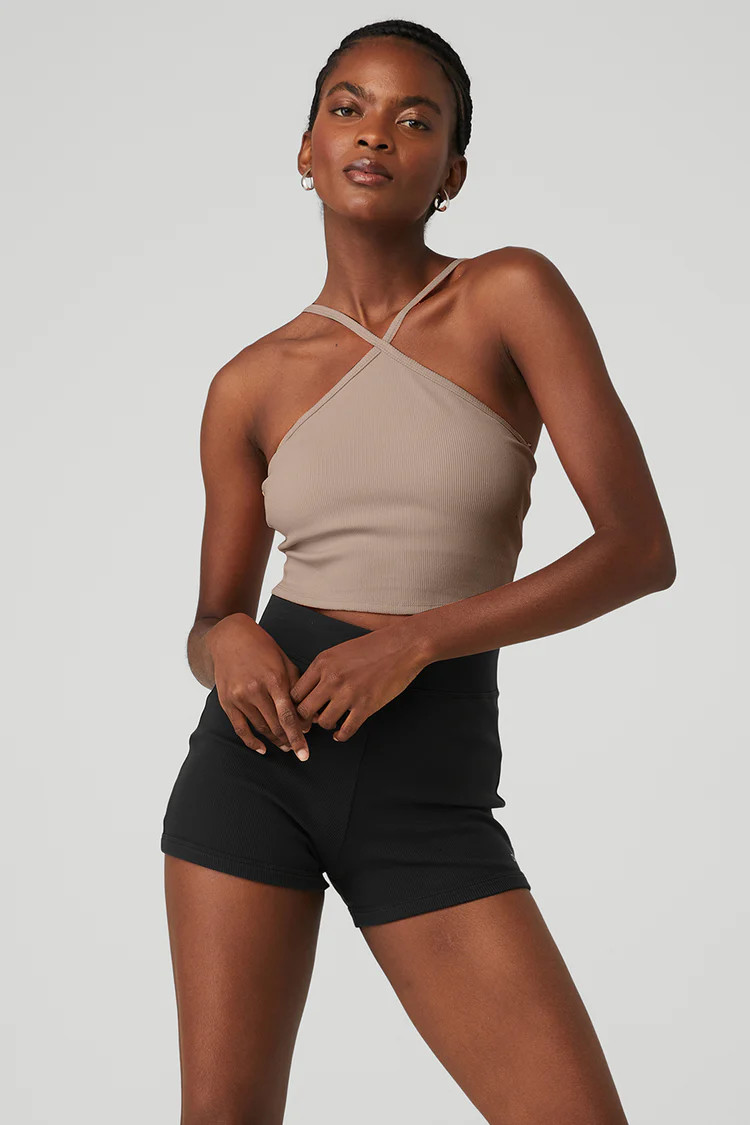 Goddess Ribbed Cross Crop Top | Alo Yoga (US)