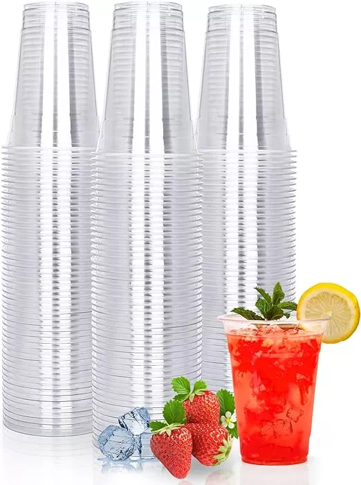 TashiBox 12 oz disposable plastic party cups (Red, 100)