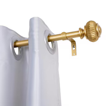 Utopia Alley 86-in to 120-in Gold Iron Single Curtain Rod with Finials | Lowe's