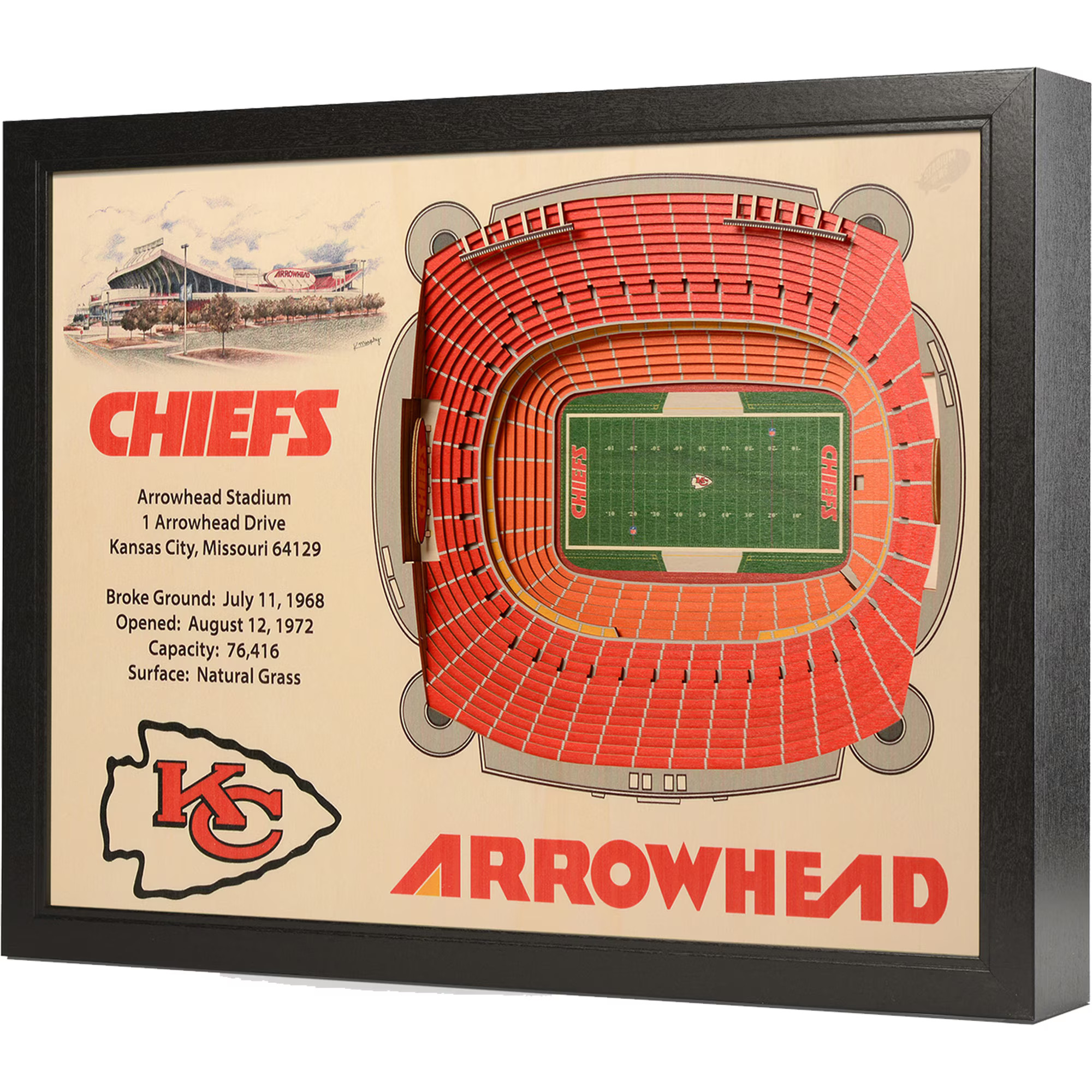Kansas City Chiefs 25.5" x 19.5" Arrowhead Stadium Stadium Views Wall Art | Fanatics