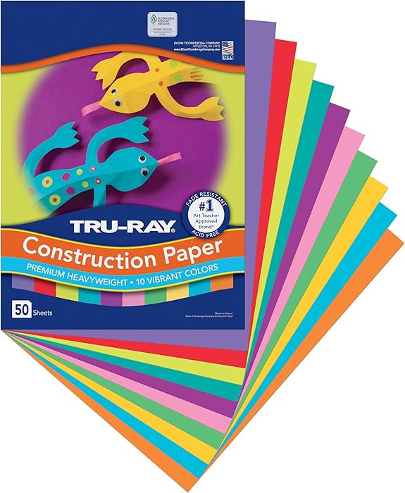 Tru-Ray Construction Paper, 10 Vibrant Colors, 9" x 12", 50 Sheets | Amazon (US)