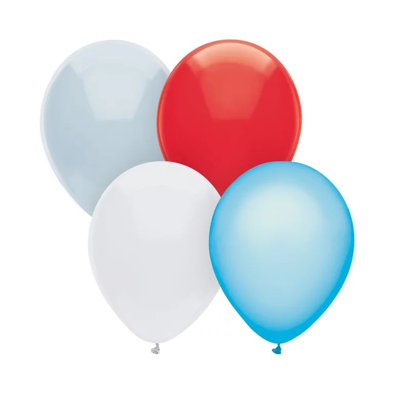 Way to Celebrate 9" Latex Balloons in Assorted Blues, White, and Red, 20 Count, For All Ages | Walmart (US)