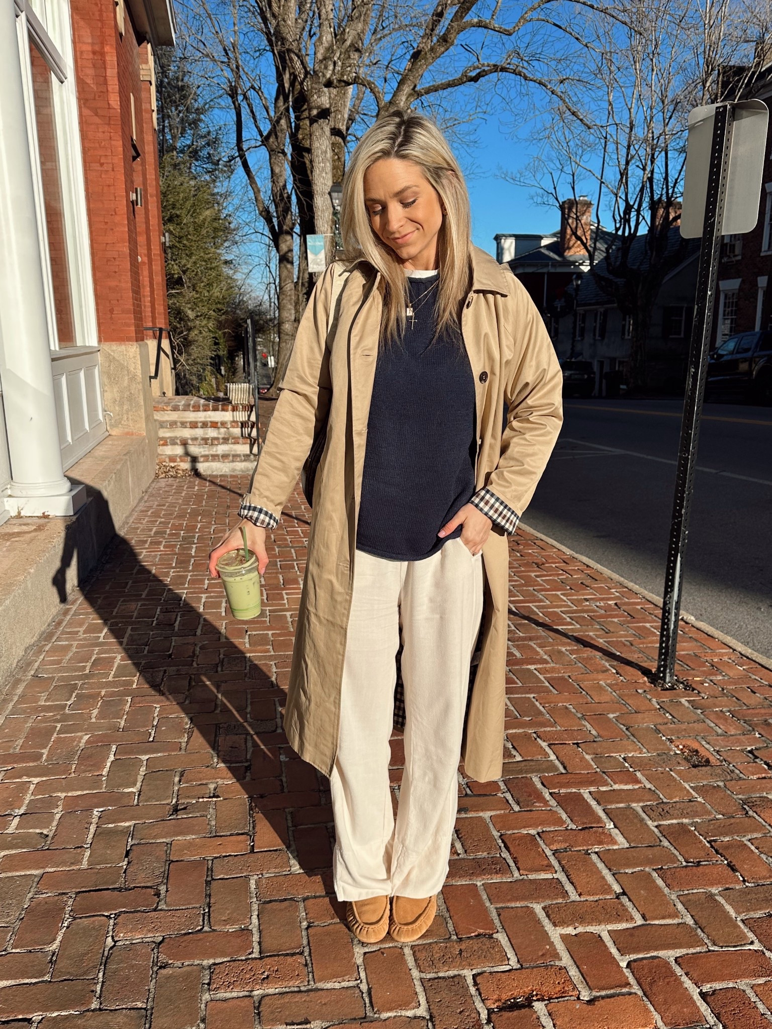 Trench coat outfit inspo 
Roll neck sweater and linen pants are amazon


#LTKootd #LTKmomlife