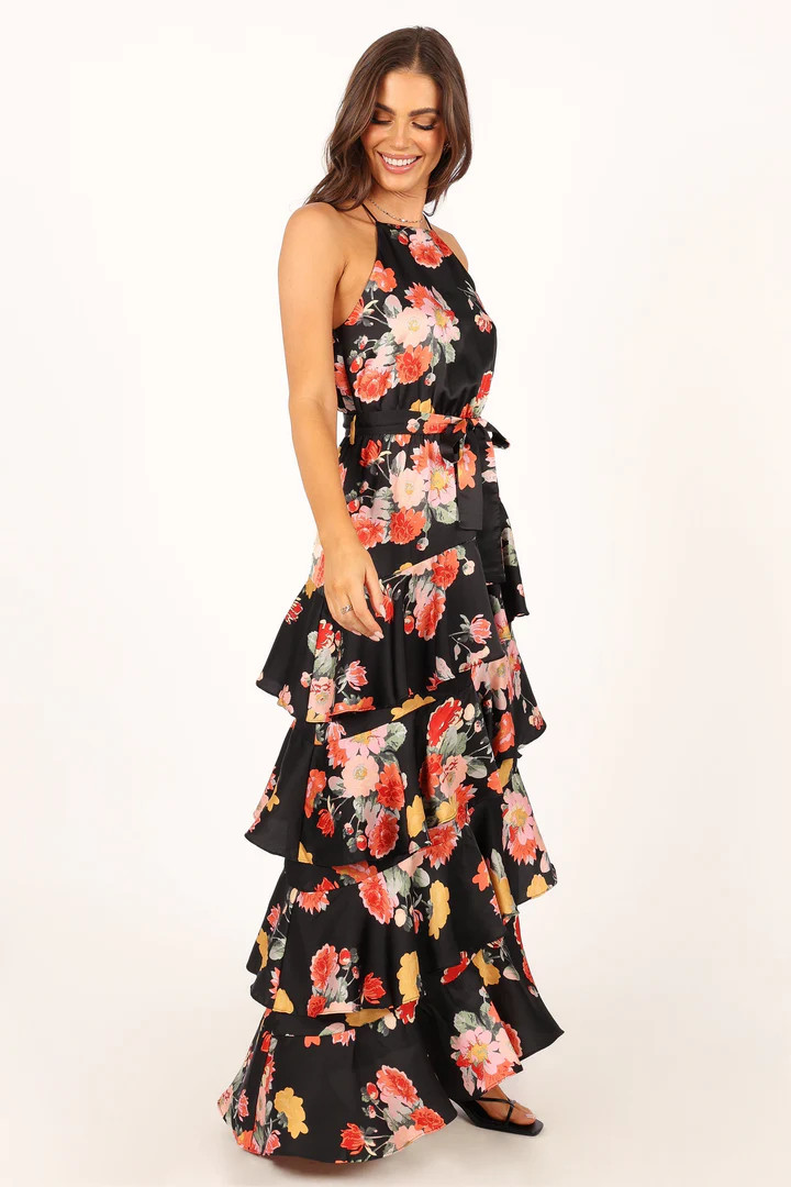 Sarona Halterneck Maxi Dress - Black Floral | Petal & Pup (US)