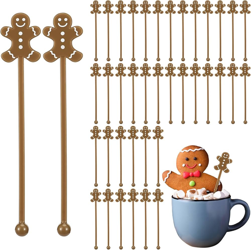 30 Pcs Christmas Swizzle Sticks Plastic Coffee and Cocktail Stirrers Christmas Wedding Drink Stir... | Amazon (US)