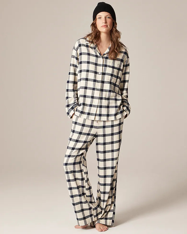 Flannel long-sleeve pajama pant set in plaid | J. Crew US