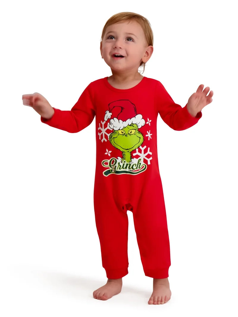 The Grinch Baby Unisex Red Coverall, Sizes 0/3M-24M | Walmart (US)