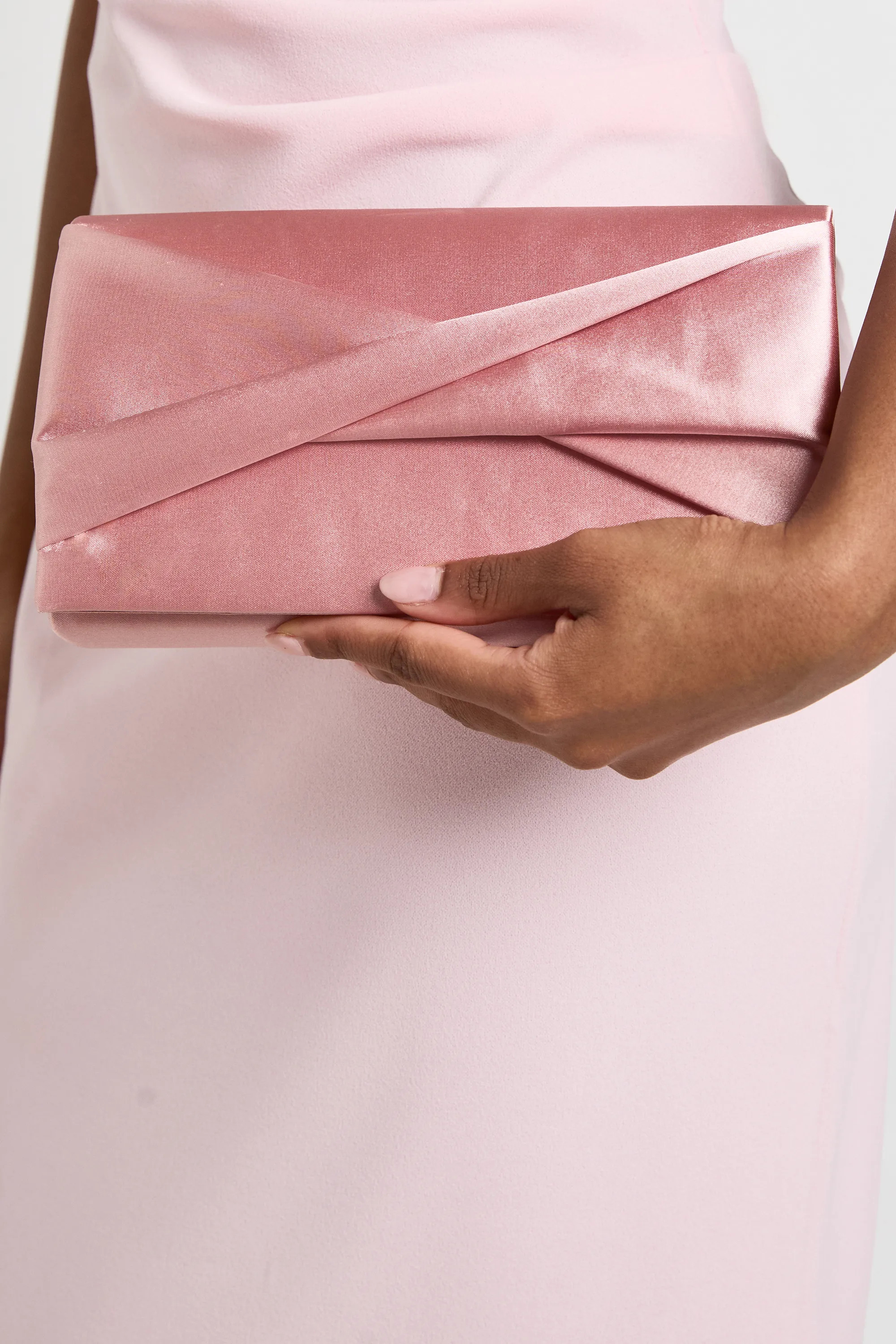Blush Satin Twist Detail Clutch Bag | Boohoo | Boohoo.com (UK & IE)