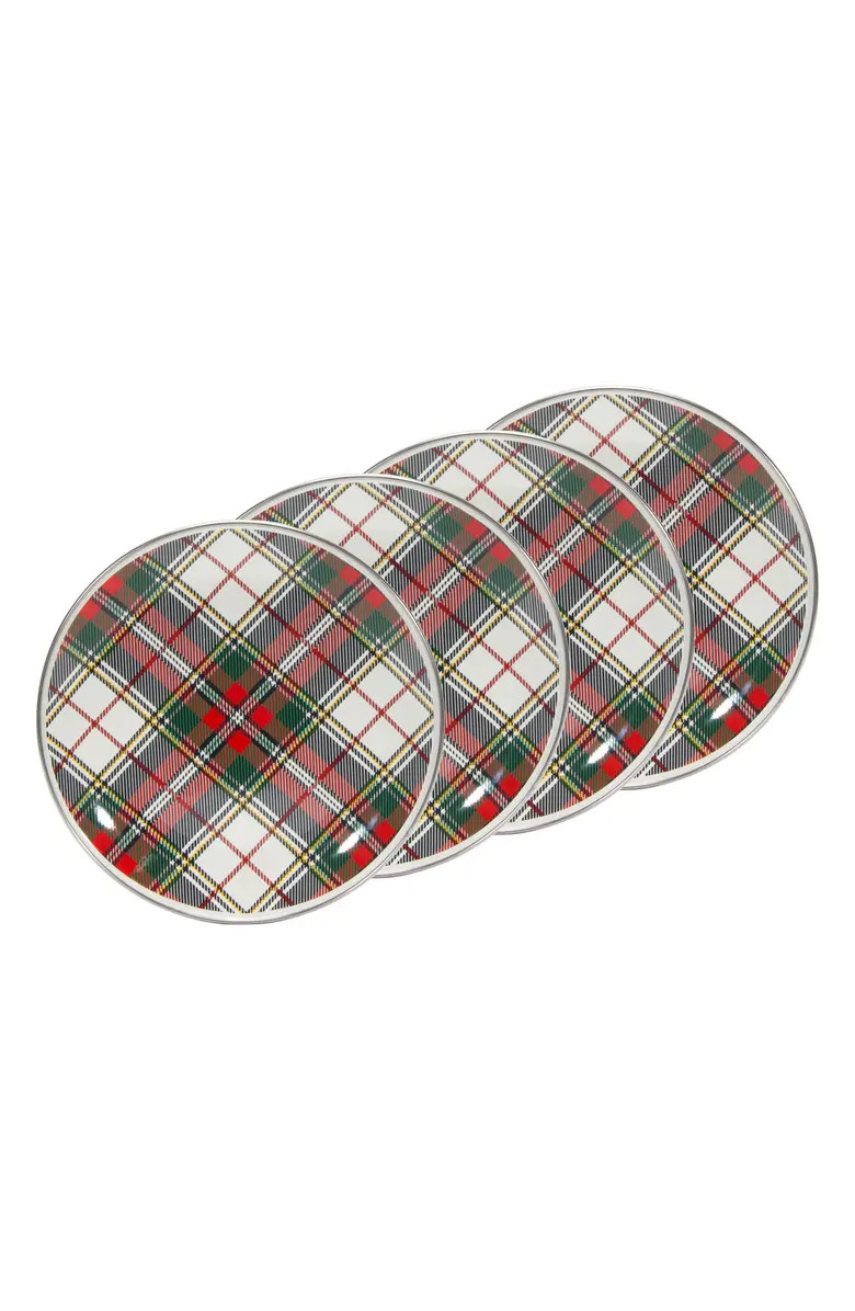 Enamelware Highland Plaid Set of 4 Sandwich Plates | Nordstrom | Nordstrom