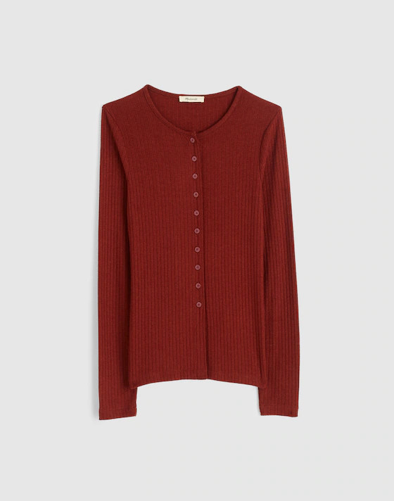 Textural Cutaway Crewneck Cardigan | Madewell