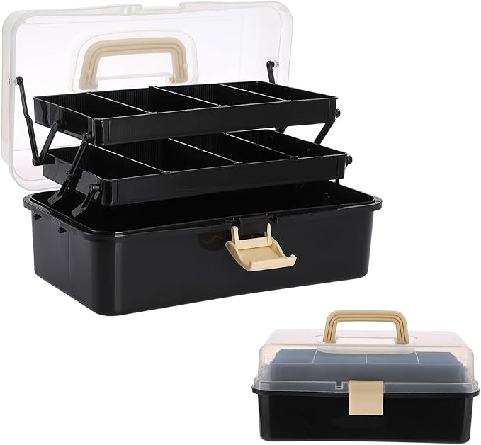 BTSKY 3-Layer Plastic Dividing Storage Box Craft Organizer and Storage with Adjustable Spacers Po... | Amazon (US)